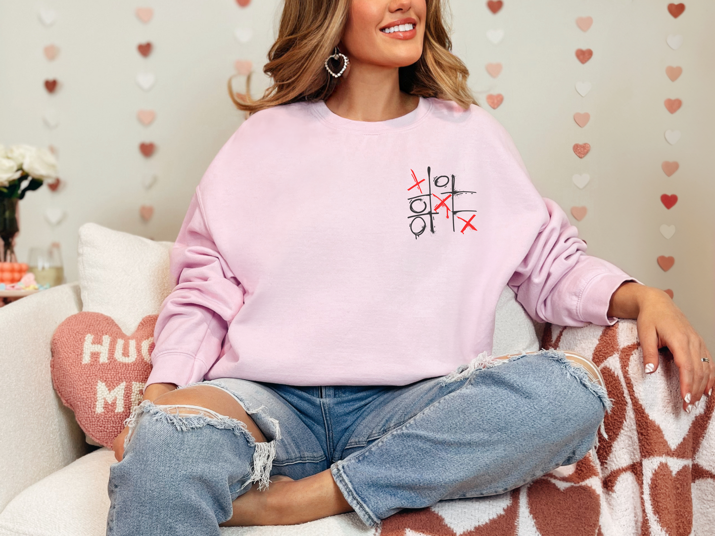 Tic Tac Toe Valentine Sweatshirt (Single Color)